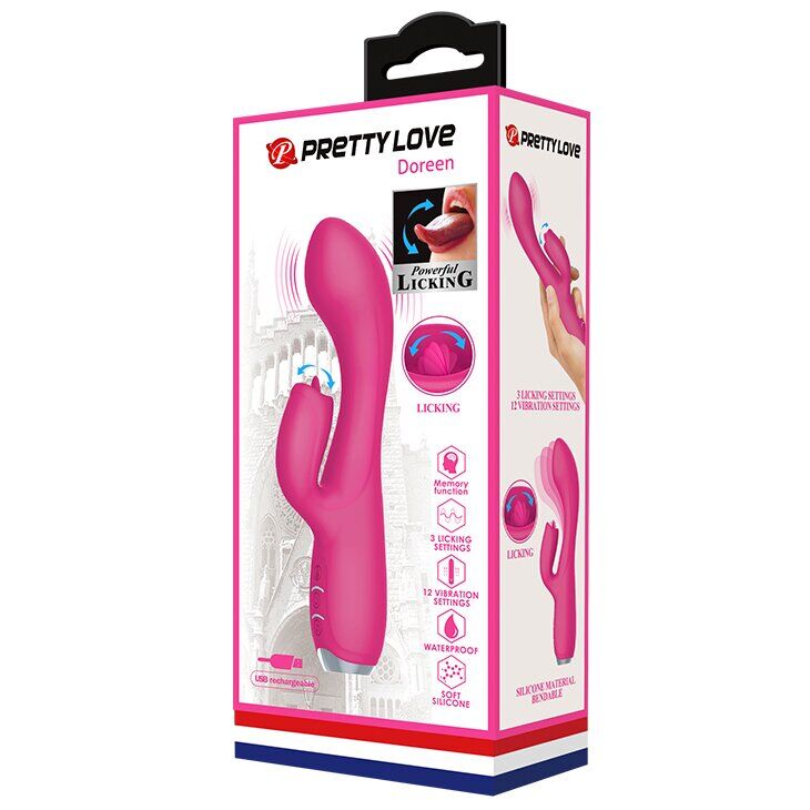 Премиум вибратор с клиторальным язычком Pretty Love " DOREEN " BI-014754-1