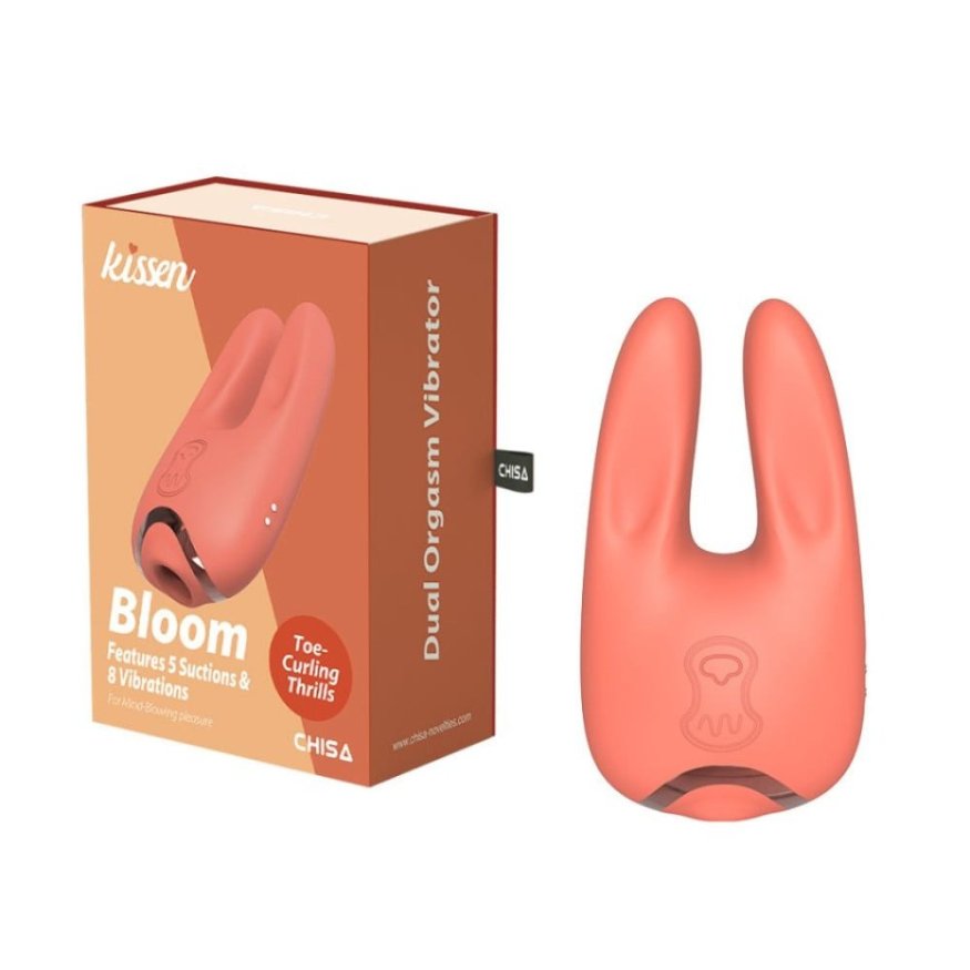 Стимулятор для клитора Chisa Kissen Bloom с вибрацией и всасыванием, оранжевый