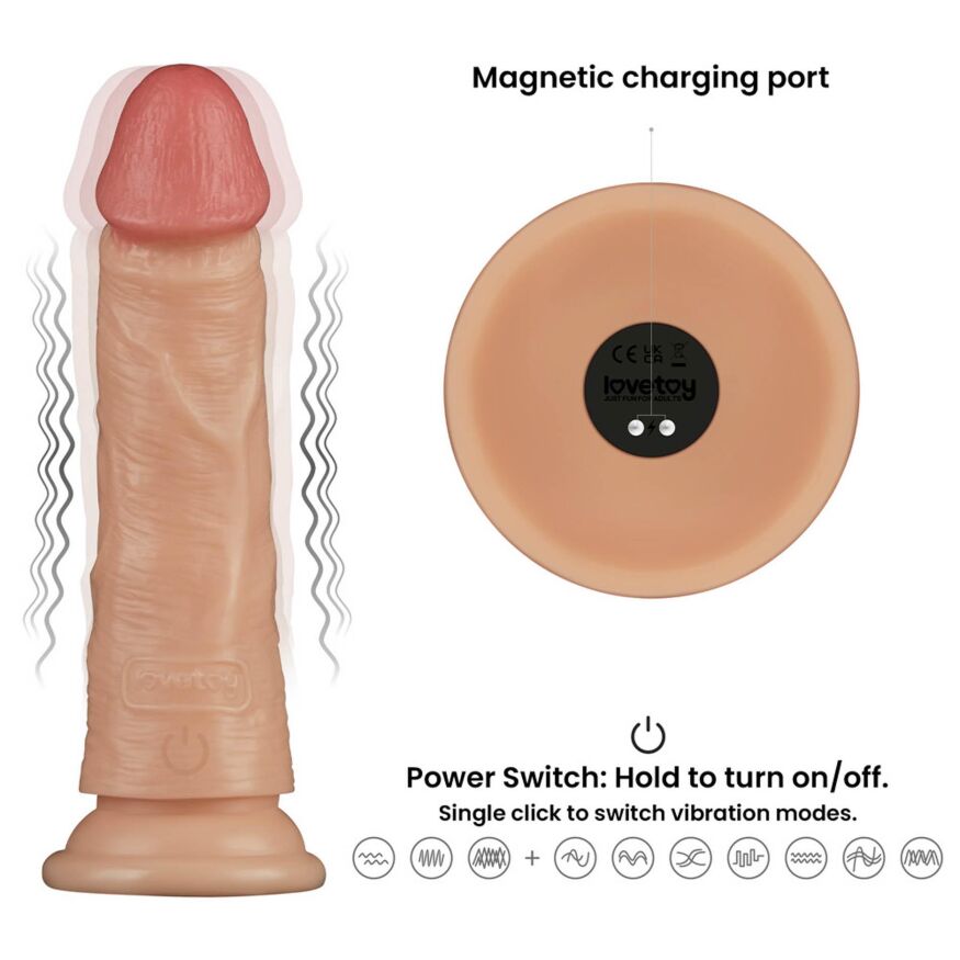 Вибратор реалистик - LoveToy Vibrating Power Basics Cock 7''