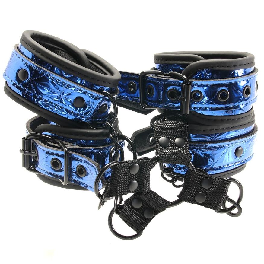 Набор манжет с пряжками для BDSM WHIPSMART DIAMOND HOGTIE BLUE