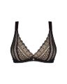 Мереживний бюстгальтер із трикутною чашкою Obsessive Estiqua bra M/L, чорний, широкі лямки