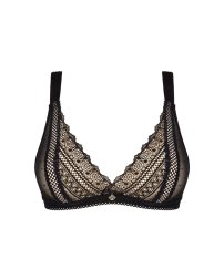 Мереживний бюстгальтер із трикутною чашкою Obsessive Estiqua bra M/L, чорний, широкі лямки