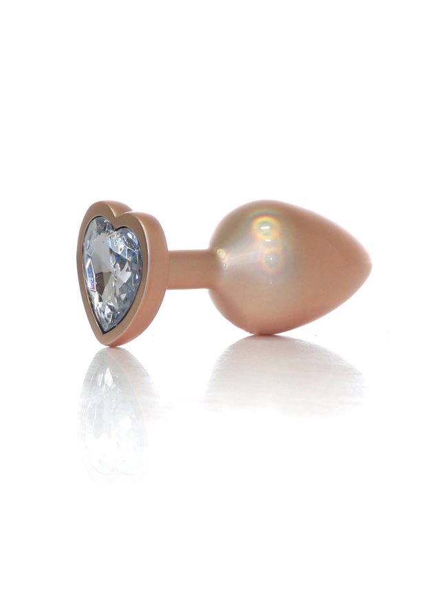 Анальна пробка - Jewellery Pearl Gold Heart Plug Clear M