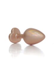 Анальна пробка - Jewellery Pearl Gold Heart Plug Clear M