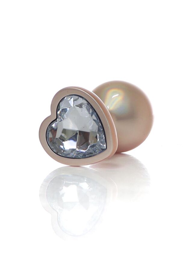 Анальна пробка - Jewellery Pearl Gold Heart Plug Clear M