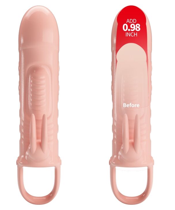 Удлиняющая насадка с вибростимуляцией ( на 2,5 см ) PRETTY LOVE - PENIS SLEEVE Sloane, BI-026243