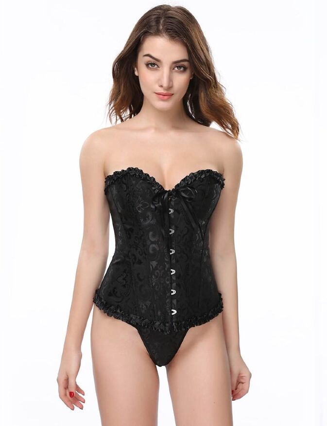 Корсет с цветочным принтом Star Night Corset Top с крючками и шнуровкой, черный, M