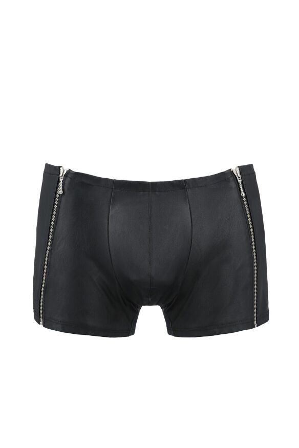 Чоловічі шкіряні боксери з блискавками Passion 049 SHORT MATT L/XL Black