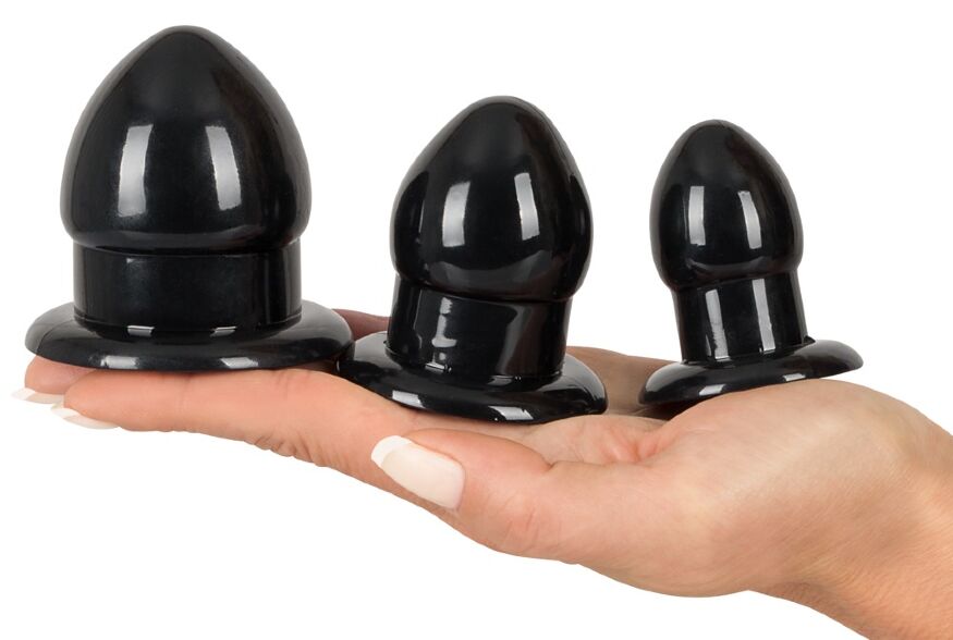 Набір великих анальних пробок чорного кольору Anal Stretching Plug Kit
