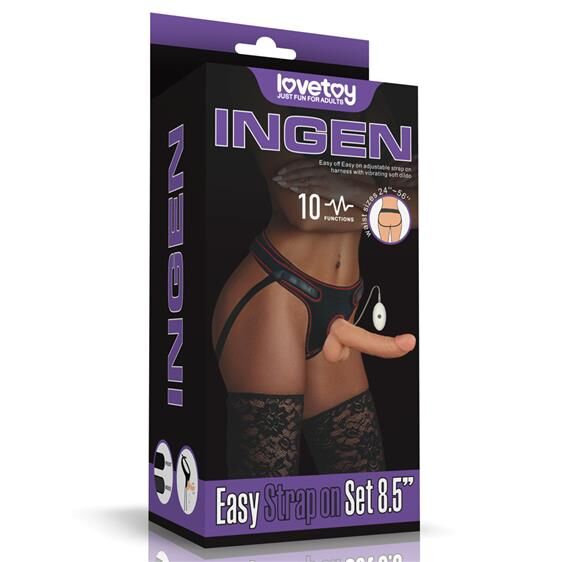Великий страпон з присоскою та вібрацією - LoveToy Ingen Easy Strap-On Set 8.5" With Vibration