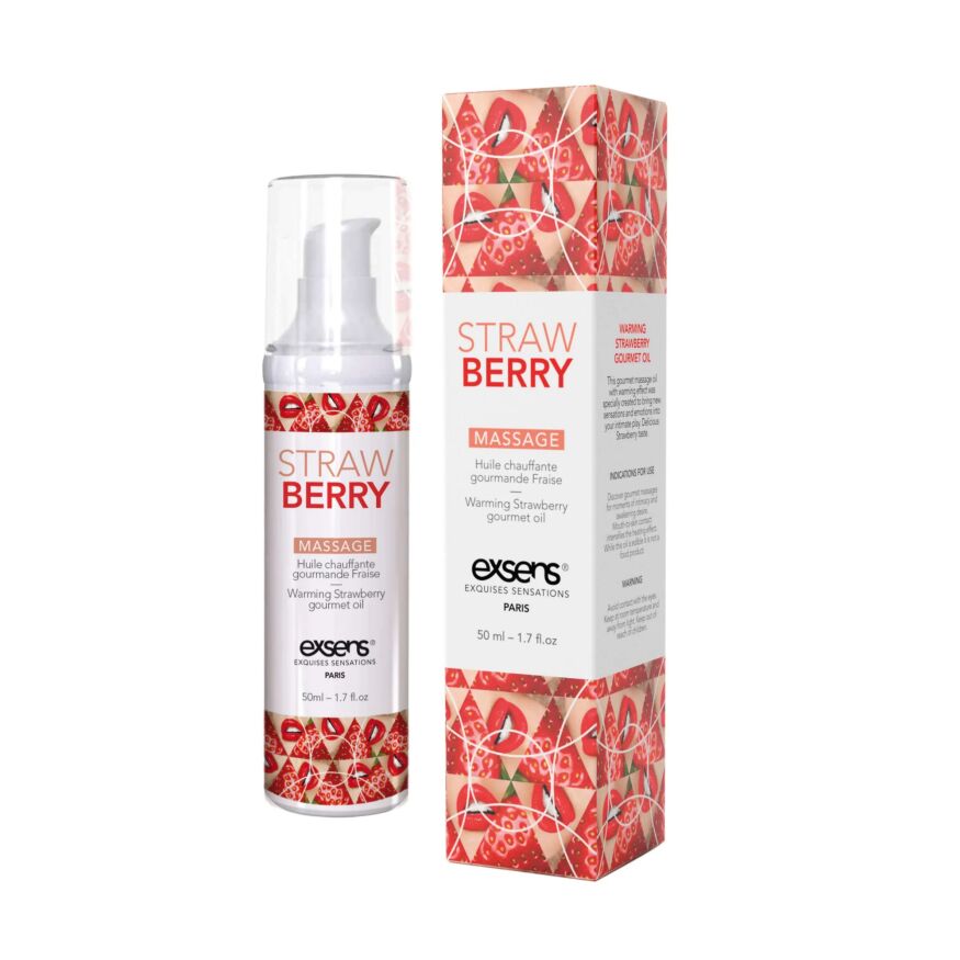 Массажное масло EXSENS Strawberry 50 мл разогревающее, без сахара, без парабенов, съедобное