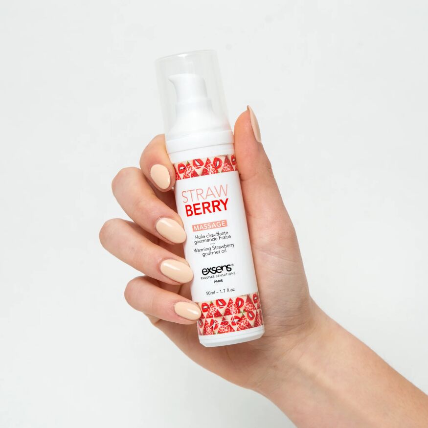 Массажное масло EXSENS Strawberry 50 мл разогревающее, без сахара, без парабенов, съедобное