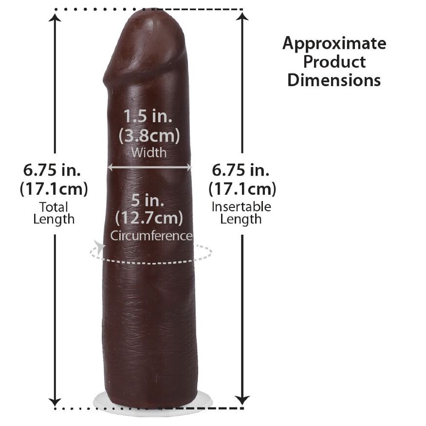 Черный член из киберкожи Doc Johnson The Realistic Cock ULTRASKYN - 7 Inch Chocolate