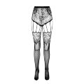 Эротические колготки-бодистокинг Passion ECO S004 black, закрытые трусики, декор, подвязки