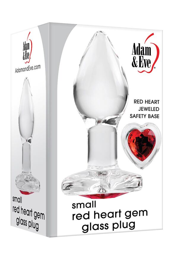 Стеклянная анальная пробка ADAM ET EVE RED HEART GEM GLASS PLUG SMALL