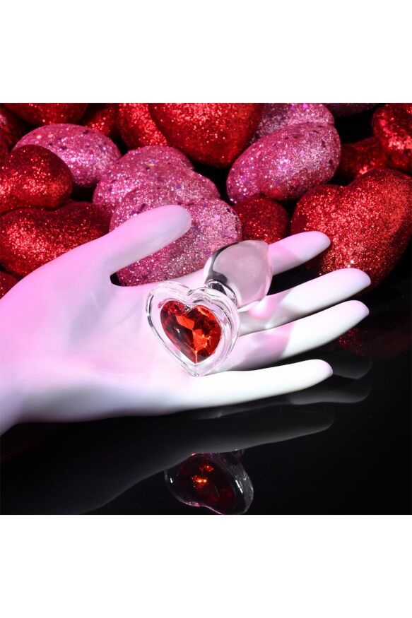 Стеклянная анальная пробка ADAM ET EVE RED HEART GEM GLASS PLUG SMALL
