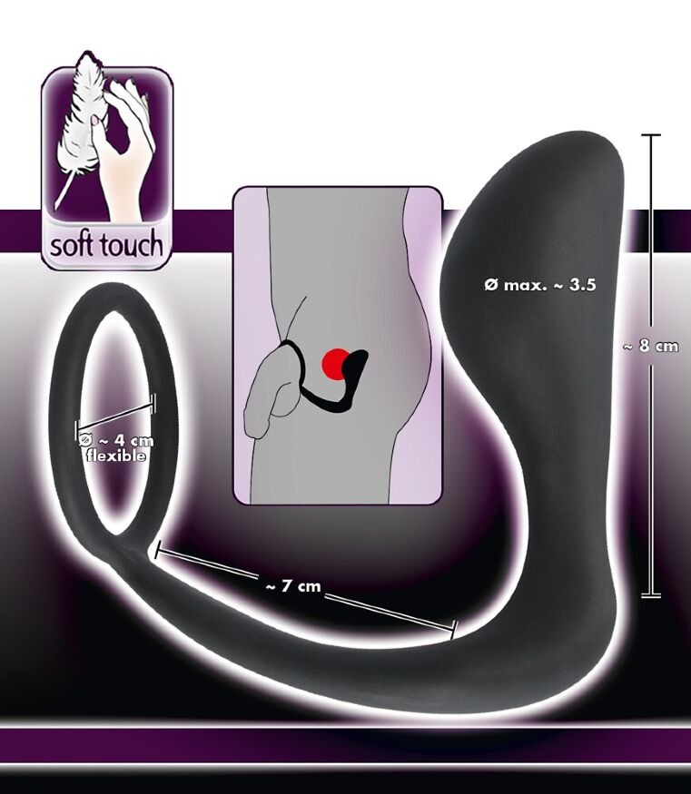 Ерекційне кільце з анальною пробкою - Black Velvets Ring &amp; Plug