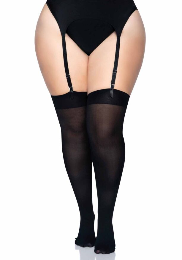 Черные чулки до бедра из нейлона от Leg Avenue + PLUS SI Black