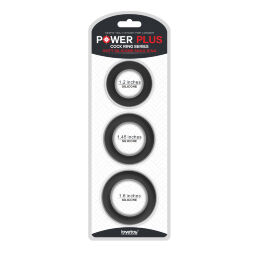 Набір з трьох гладких ерекційних кілець чорного кольору Power Plus Soft Silicone Snug Ring Black