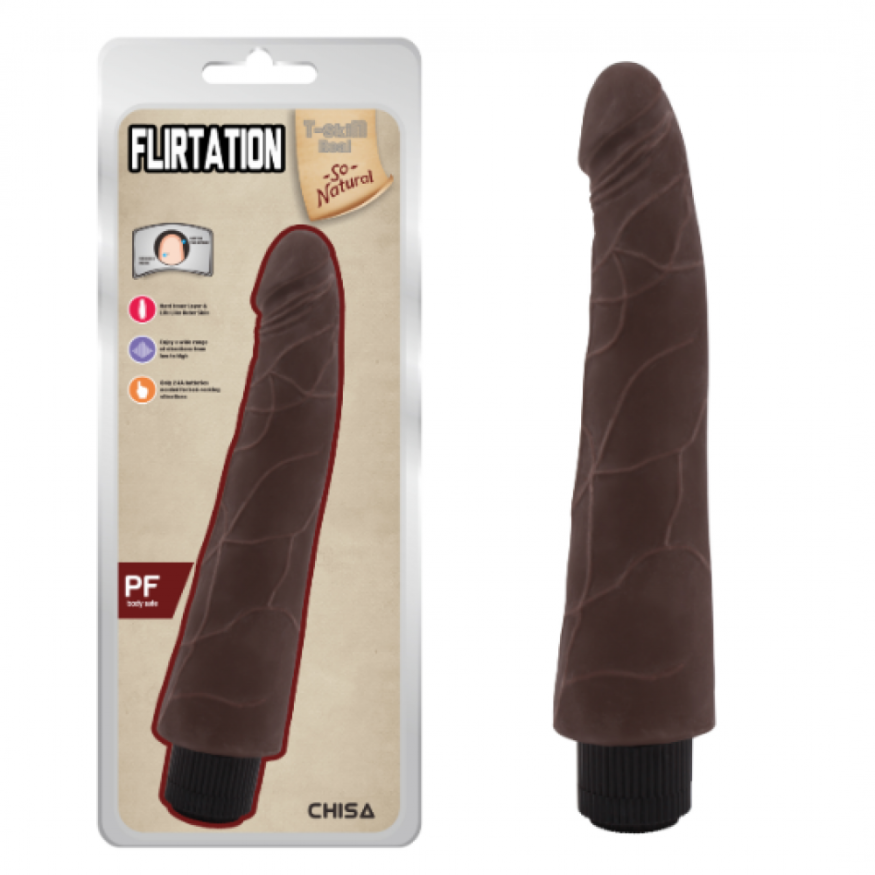 Вібратор з кібершкіри Chisa T-skin ReaL Flirtation на батарейках, коричневий