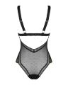 Мереживне боді з декольте Obsessive Estiqua teddy M/L, чорне, широкі лямки