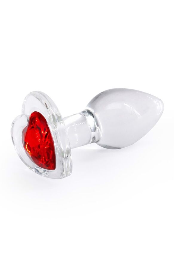 Анальная прозрачная пробка с сердцем NS Novelties Crystal Desires Red Heart стеклянная, Mini