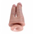Фаллоимитатор двойной King Cock реалистичный, на присоске, бежевый