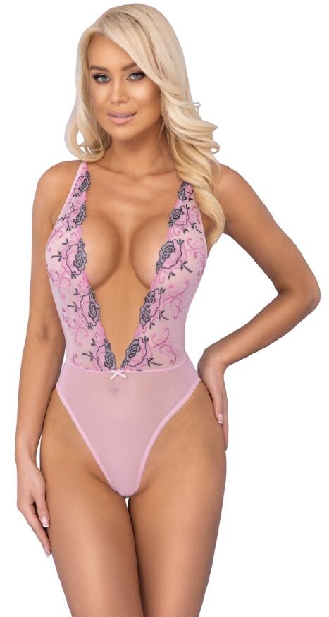 Нежное розовое боди с глубоким вырезом Kissable S/M