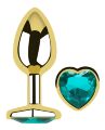 Анальна пробка з кристалом EGZO - Gold Heart Plug Marine size S