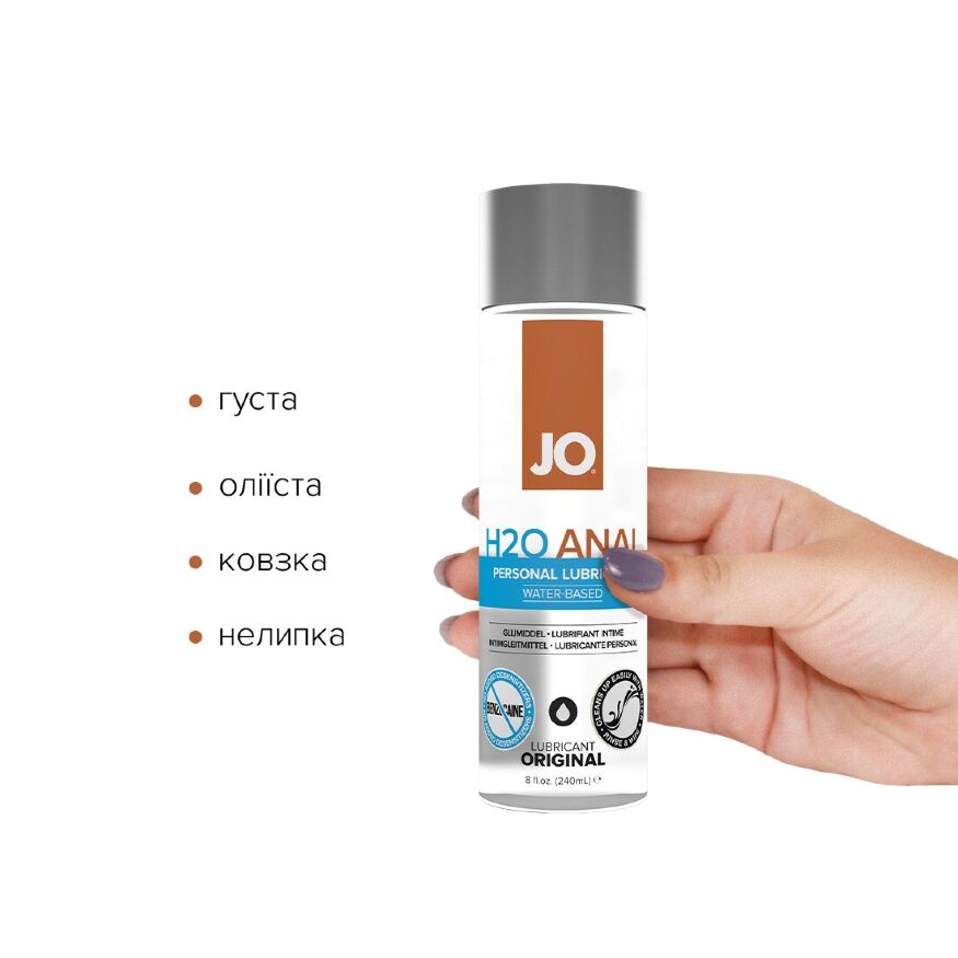 Анальна змазка JO ANAL H2O  -  ORIGINAL (240 мл) на водній основі, рослинний гліцерин
