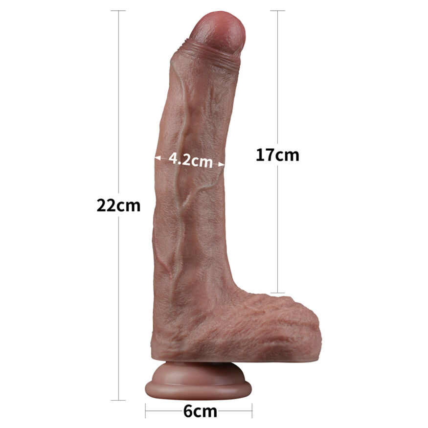 Фалоімітатор з вигином - LoveToy Dual-Layered Silicone Cock 8.5" Brown #3