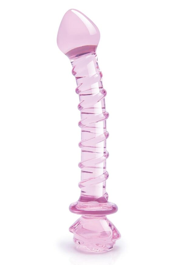 Спіральний фалоімітатор для точки G зі скла Dream Toys Glaze Glass у формі бутона троянди