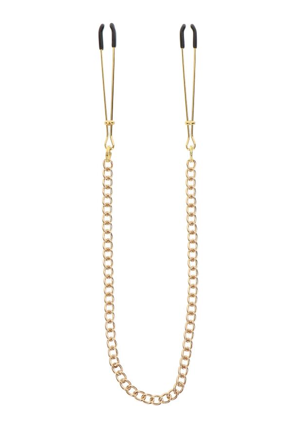 Зажимы на соски с цепочкой Taboom Tweezers With Chain, золотистые