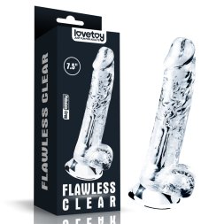 Прозорий фалоімітатор у стильному дизайні з ефектним блиском Flawless Clear Dildo 7.5" Clear