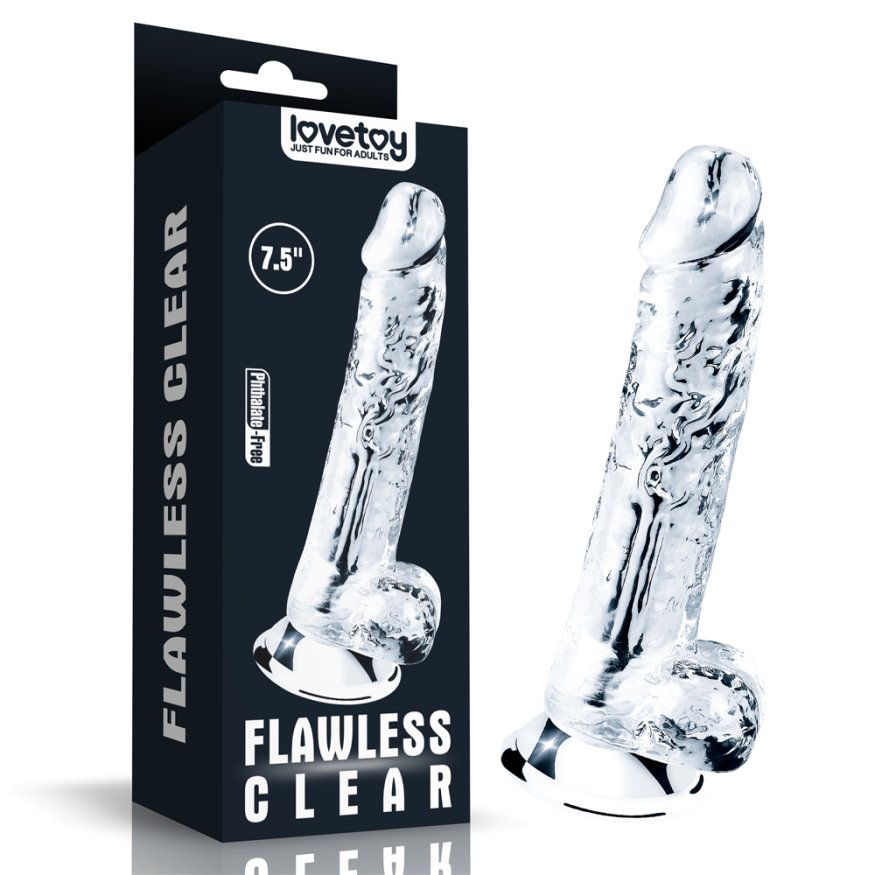 Прозорий фалоімітатор у стильному дизайні з ефектним блиском Flawless Clear Dildo 7.5" Clear