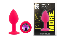 Силиконовая анальная пробка EGZO - Silicone Pink Round Plug Rainbow, size S