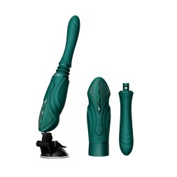 Компактна смарт секс-машина Zalo  -  Sesh Turquoise Green, 2 насадки, пульт ДК, кристал Swarovski