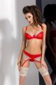 Розпродаж!!!Комплект білизни LORAINE SET red L/XL - Passion Exclusive: ліф, стрінги, пояс для панчох