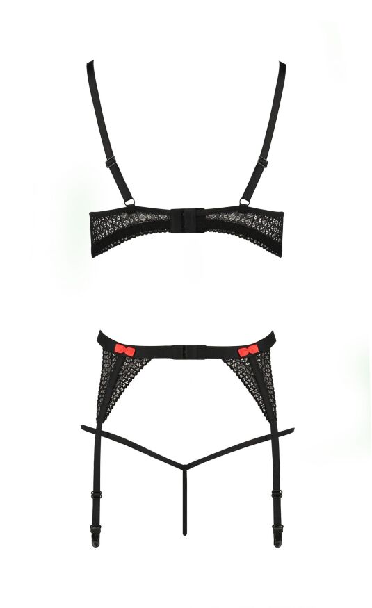 Комплект білизни з поясом для панчіх PERDITA SET black S/M - Passion