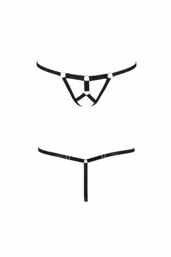 Трусики стринги из стреп ARMANDA THONG black XXL/XXXL - Passion Exclusive