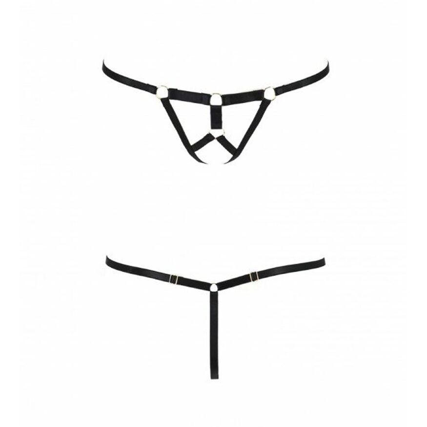 Трусики стринги из стреп ARMANDA THONG black XXL/XXXL - Passion Exclusive