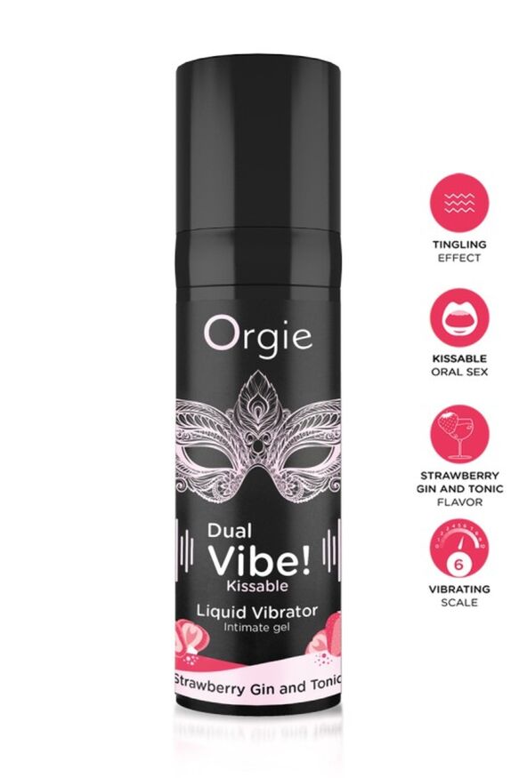 Жидкий вибратор Orgie DUAL VIBE! коктейль Джин-тоник клубника, 15 мл