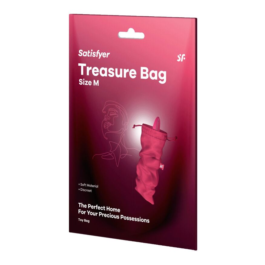 Мішечок для секс-іграшок Satisfyer Treasure Bag M, рожевий, на шнурку