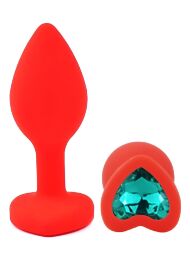 Силіконова анальна пробка EGZO - Silicone Red Heart Plug Marine, size S