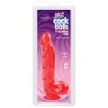 Фаллоимитатор Doc Johnson Jelly Jewels Cock &amp; Balls Red, диаметр 3,6см, антибактериальный ПВХ