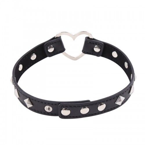 Ошейник DS Fetish Collar with heart black metal