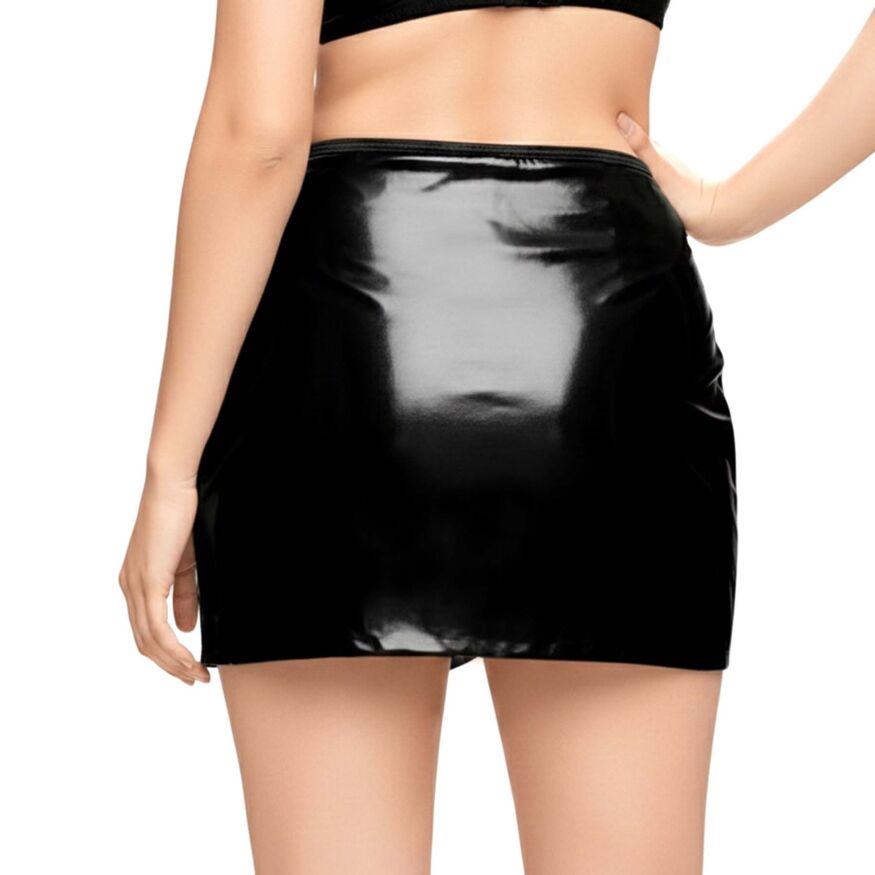 Лакированная сексуальная юбка Art of Sex - Malibu, цвет черный, L-2XL