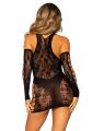 Мінісукня Leg Avenue Mini dress and matching gloves, One Size, чорна, мітенки в комплекті