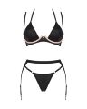 Obsessive Selinne 3-pcs set - комплект эротического белья с поясом для чулок, XL/XXL (чёрный)