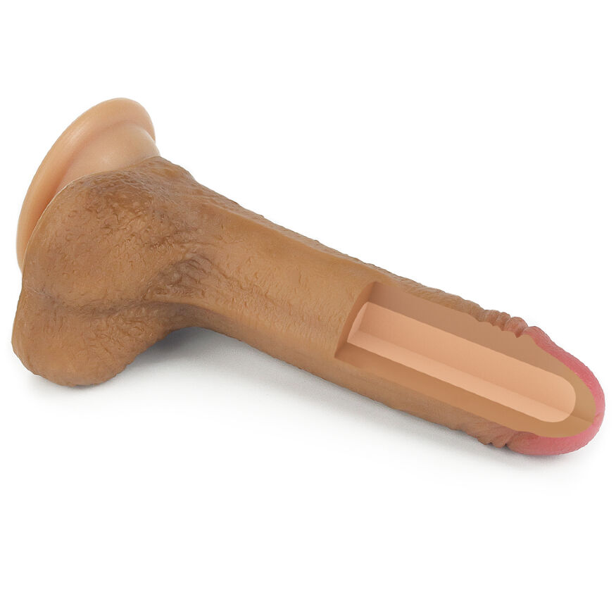 Реалистичный фаллоимитатор с мошонкой Dual-Layered Silicone Cock 7" Brown